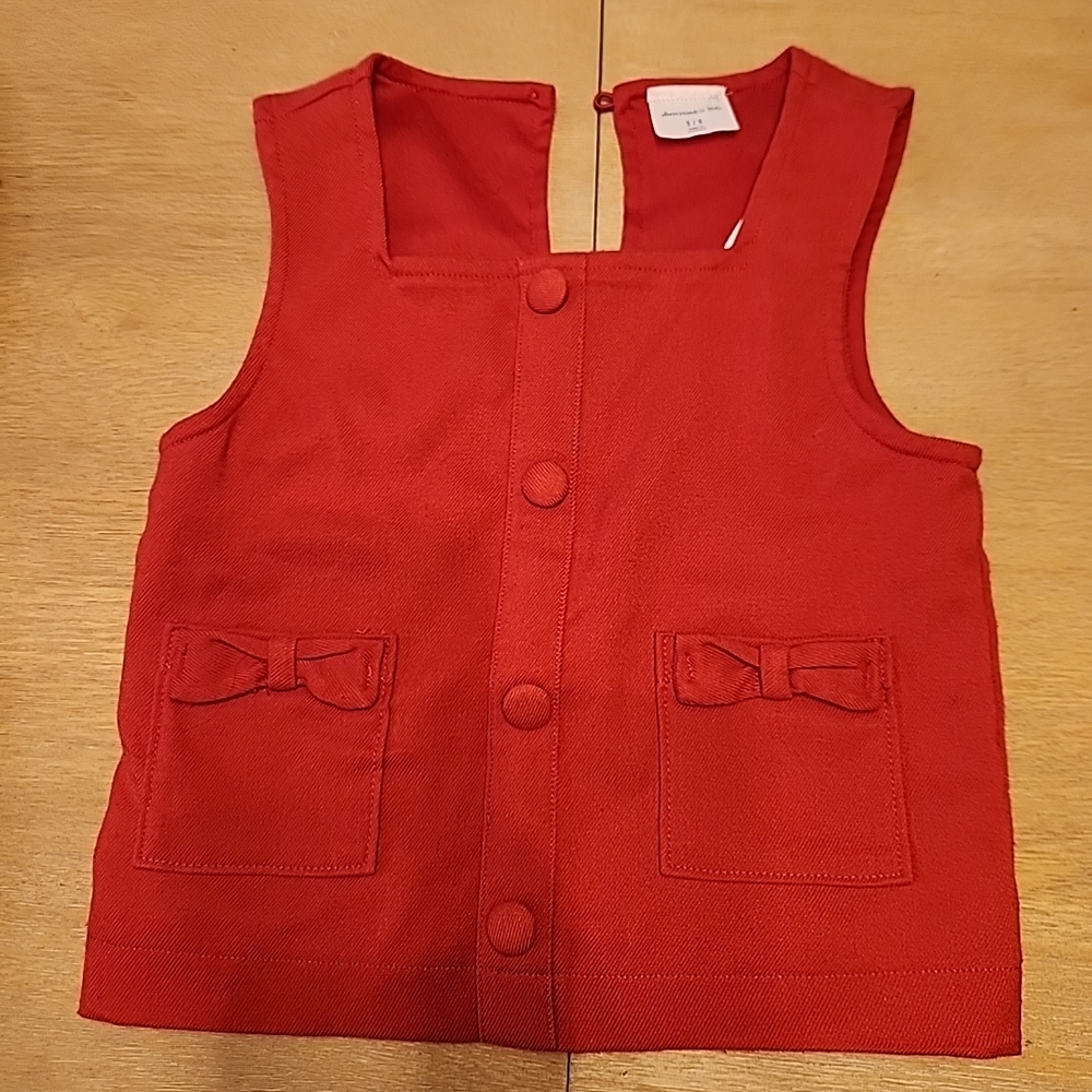 Red Sleeveless Vest with Bow Pockets